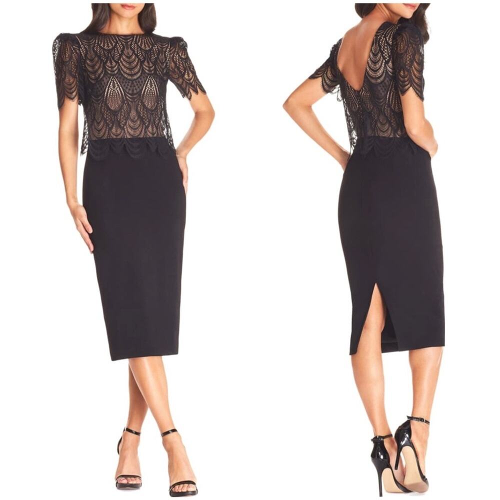 NWOT Dress the Population Kenna Lace Popover Dress